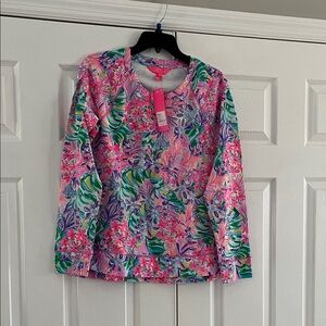 Lilly Pulitzer Pink and Green Floral Sweatshirt